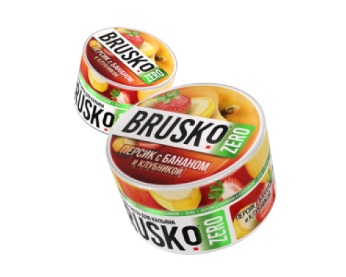 Смесь Brusko ZERO Персик с бананом и клубникой, 50 гр