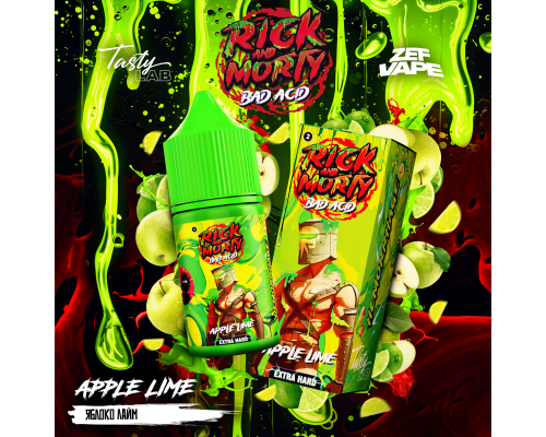 Жидкость Rick & Morty BAD ACID Яблоко лайм, 30 мл. Жидкость Rick & Morty BAD ACID Яблоко лайм, 30 мл.